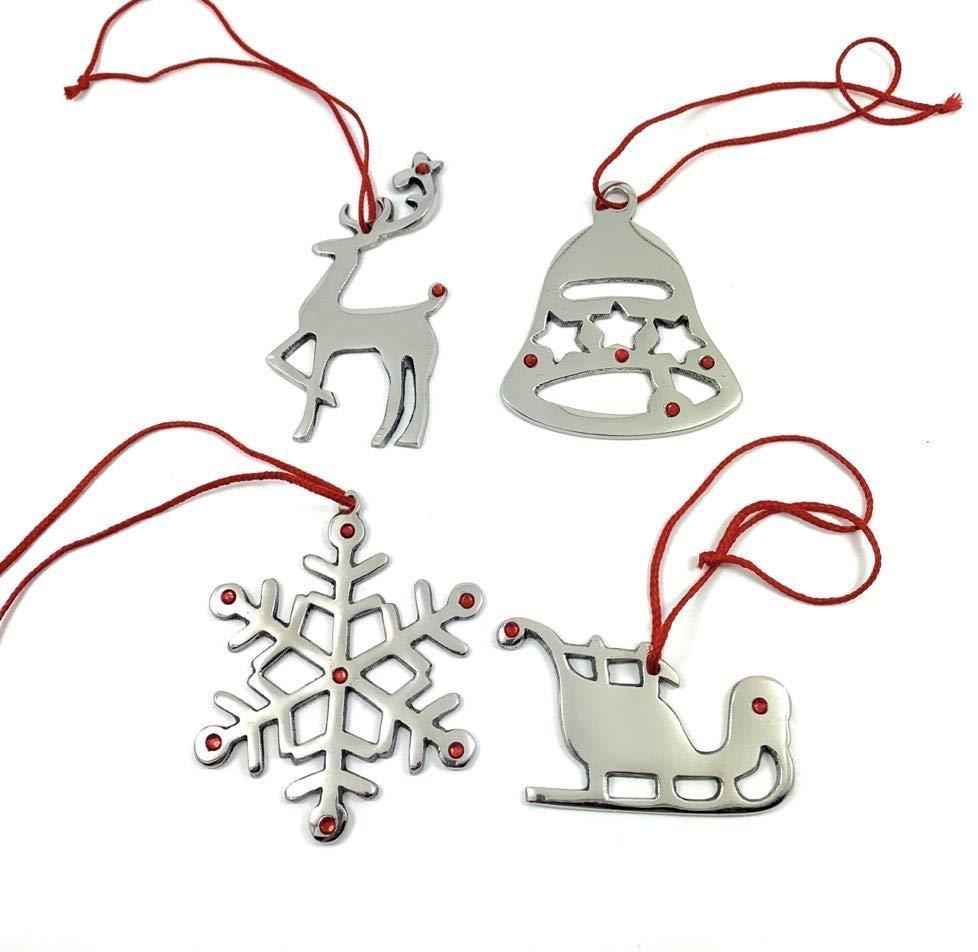 Vibhsa Handmade Christmas Ornaments Set of 8 with Red Ruby