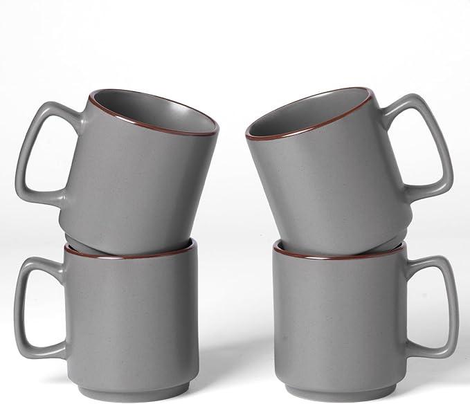 famiware Coffee Mugs Set of 4, Nebula 14oz Coffee Mugs, Ceramic Cup Set with Handle for Latte, Tea, Milk, Cappuccino, Cocoa, Dark Gray