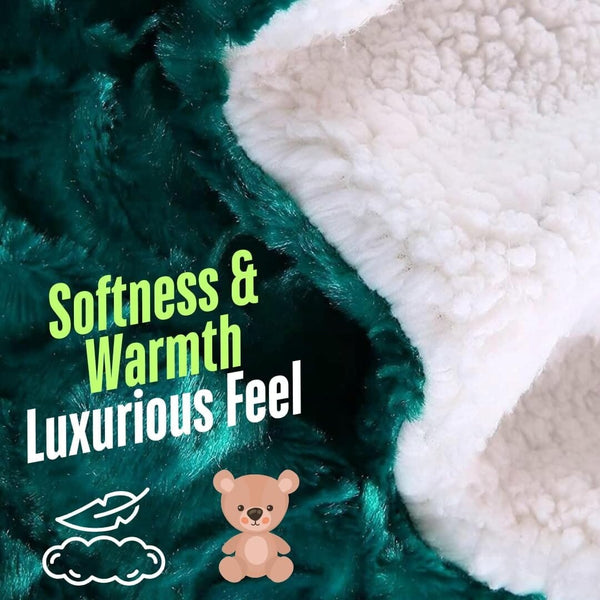 DaDa Bedding Mermaid Scales Emerald Green Blue w/ Sherpa Backside Faux Fur Throw Blanket (BL-171805)