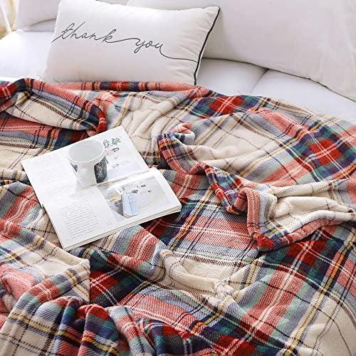 MERRYLIFE Tartan Plaid Print Throw Blanket Decorative Fleece Throw | Ultra-Plush Colorful | Couch Blanket Travel Lap | Home Gift Use(60