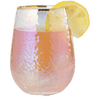 Festive Lustered Iridescent Stemless Wine & Water Glasses - Set of 4-100% Glass 15oz Mouthblown Colorful Glasses - Anniversaries, Birthday Gift, Cocktail Party Radiance - Water, Whiskey, Juice, Gift