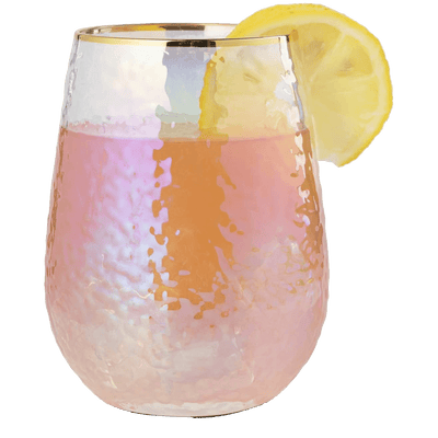 Festive Lustered Iridescent Stemless Wine & Water Glasses - Set of 4-100% Glass 15oz Mouthblown Colorful Glasses - Anniversaries, Birthday Gift, Cocktail Party Radiance - Water, Whiskey, Juice, Gift