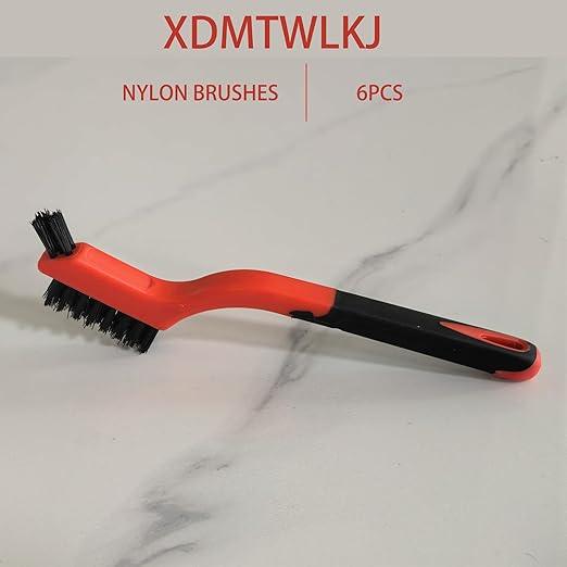 6-Pack Nylon Cleaning Brushes - Non-Scratch Nylon Bristles for Delicate Surfaces & Daily Cleaning | Ergonomic Grip with Mini Head & Hanging Hole