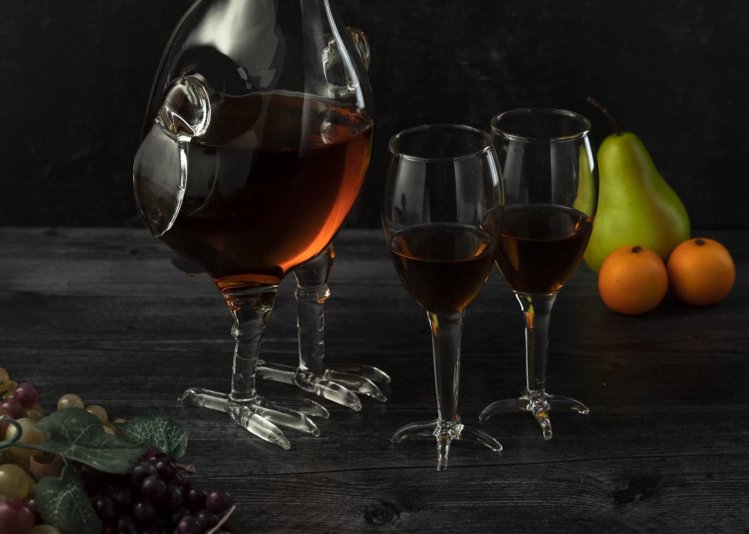 Cock - Chicken Decanter 500ml Whiskey and Wine Decanter Set with 2 Whiskey Glasses - by The Wine Savant, Rooster Glass Decanter For Whiskey, Scotch, Spirits, Wine Or Vodka For Whiskey Lovers