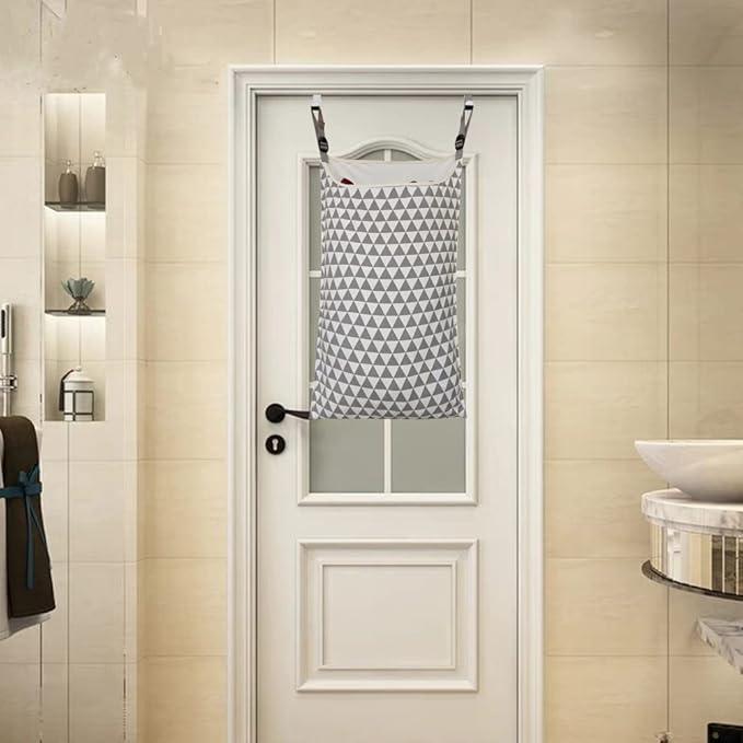Adjustable Space Saving Door Hanging Laundry Hamper Bag with Over Door Hooks for Dirty Laundry