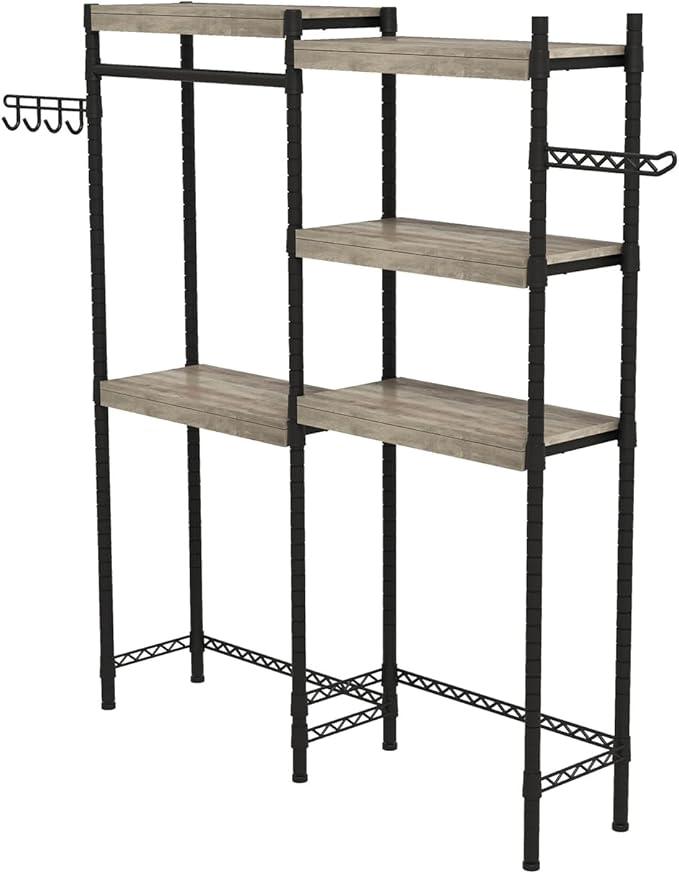 Double Row Over Washer and Dryer Storage Shelves, Laundry Room Organization and Storage, Heavy Duty Laundry Room Shelves, with Adjustable Height, 5-Tier