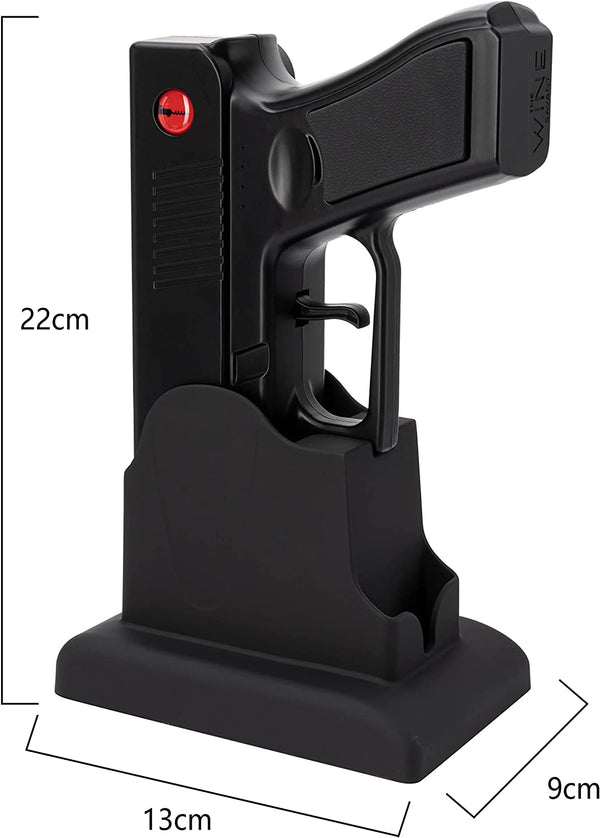 Electric Gun Wine Corkscrew Bottle Opener - Rechargeable Holster Base Cordless Battery - Automatically Open Wines - Multifunctional Electronic Cork Puller - Guns Enthusiasts Gift & Vino Lovers (Black)