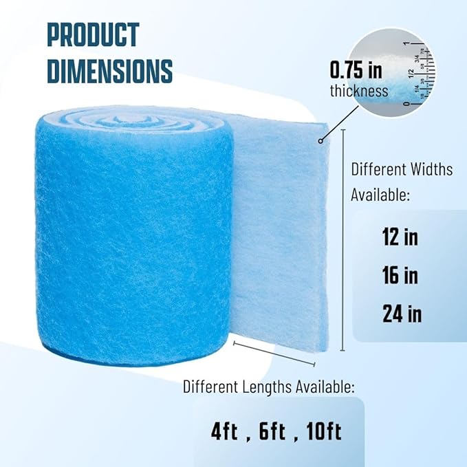 Aquarium Filter Media Pad Cut to Fit Roll, 12