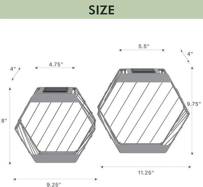 Grand patio Outdoor Leiden LED Solar Hexagon Wall Sconce Planter, with Dusk to Dawn Sensor Decor Wall Lighting for Garage Doorway Patio Yard, Cement Grey (L-Linear)