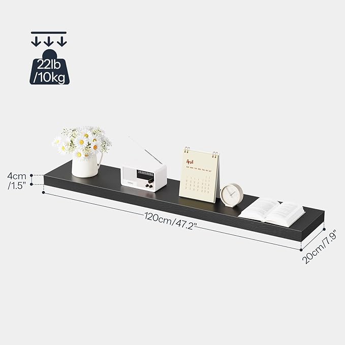 HOOBRO Floating Shelves for Wall, Wall Mounted Shelf Set of 2, 47.2