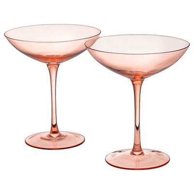 The Wine Savant Champagne Coupes 12oz Colorful Champagne Glasses, Prosecco, Mimosa Glasses Set, Cocktail Glass Set, Bar Glassware Luster Glasses (2, Orange)