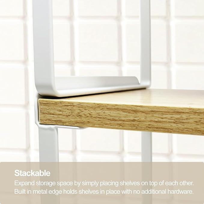 Mitus Shelf Organizer and Storage, Tiered Wood Cabinet Rack for The Kitchen Counter, Bathroom Counter, Pantry Cupboard, Office Desk Bookshelf, 12