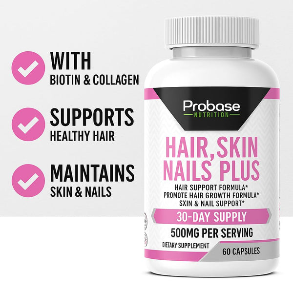 Probase Nutrition Hair, Skin and Nails Plus 60 Capsules 30-Day Supply