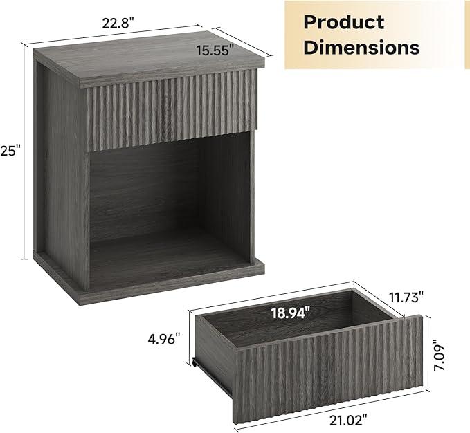 Fluted Nightstand, 22.8