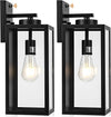 16-inch Dusk to Dawn Outdoor Wall Light Fixture, Large Black Exterior Wall Lantern Waterproof, Farmhouse Porch Sconce Lighting, Modern Wall-Mounted Outside Lights for House Garage, Patio Lamp, 2 Packs