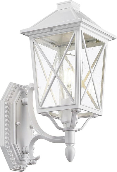 Darkaway Outdoor Wall Light Fixture,Outside Porch Lights Wall Mounted Seeded Glass Exterior Waterproof Lantern Modern E26 Socket Wall Sconce Lighting for Front Door Yard Patio