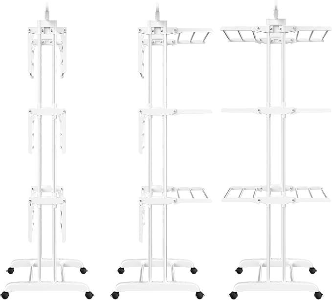 HOMIDEC Clothes Drying Rack, Large 4-Tier Foldable Drying Rack Clothing(67.7H x 19.7W x 30L Inches), Movable Drying Rack with 4 castors. Multifunctional Stainless Steel Laundry Drying Rack, White