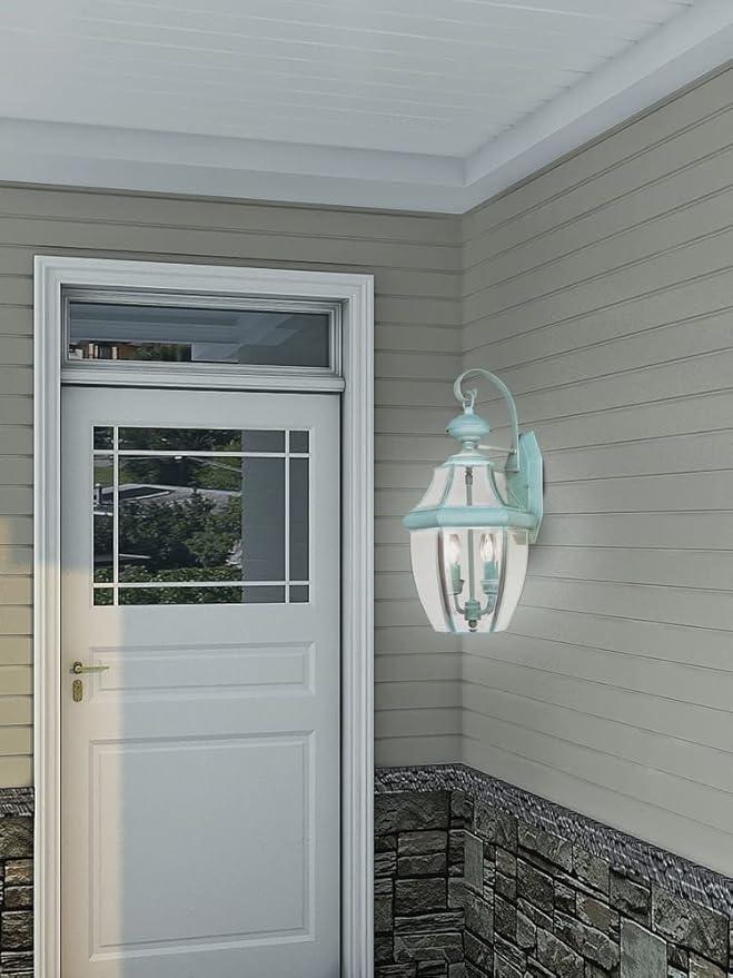 Livex Lighting 2251-07 Monterey 2 Light Outdoor Bronze Finish Solid Brass Wall Lantern with Clear Beveled Glass, 20.25