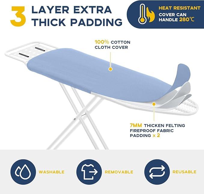 Full Size Ironing Board with Iron Rest, Heavy Duty Compact Ironing Board 43