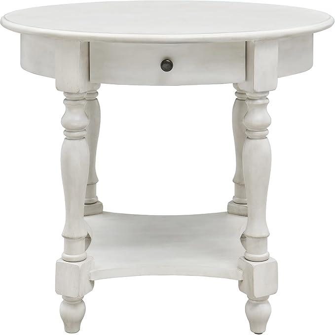 MODERION Oval End Table with Drawer, Solid Wood Sofa Side Storage Shelf, Traditional Living Room Corner Table, Nightstand, Easy Assembly 28INCH x 22INCH 24INCH Antique Walnut CJZ2233RW White