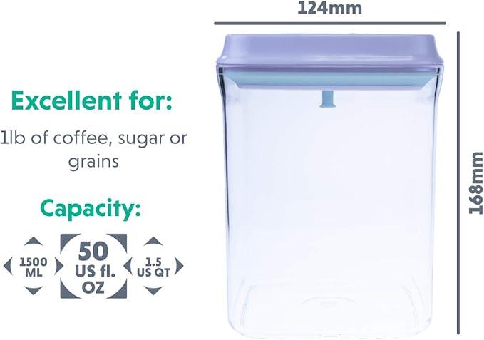 BopTop (1pc - 1500ml) Airtight Food Storage Container – Mechanical Silicone Seal Canister - BPA-Free - 1.5Qt