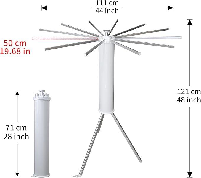 Clothes Drying Rack Tripod, Portable & Foldable Laundry Hanger Dryer - Aluminum, 12 Rods