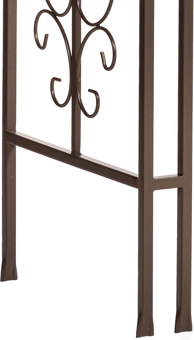 Evergreen Plow & Hearth Montebello-Gunmetal Garden Arbor - 7 Feet Tall | Slim Metal Arch with Iron Trellis for Climbing Plants | Elegant Wedding Arbor | Outdoor Patio & Garden Decor