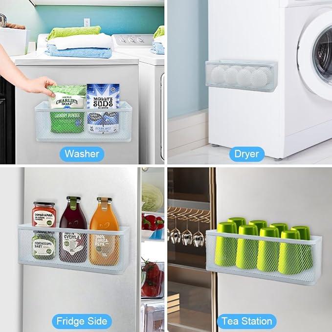 Picowe Magnetic Laundry Organizer, Extra Large Magnet Basket for Laundry Room,16.5lb Capacity Magnetic Shelf for Washer /Dryer, Fridge & Small Spaces (XL, White)