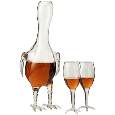 Cock - Chicken Decanter 500ml Whiskey and Wine Decanter Set with 2 Whiskey Glasses - by The Wine Savant, Rooster Glass Decanter For Whiskey, Scotch, Spirits, Wine Or Vodka For Whiskey Lovers