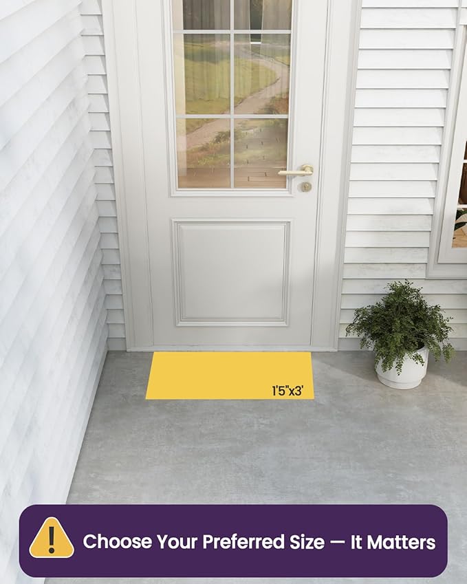 DEXI Front Door Mats Outside Entrance, 17x36 Rubber Waterproof Dirt Trapping Entry Mat for Entryway, Heavy Duty Non-Slip Low-Profile Welcome Doormat All Weather for Patio, Brown