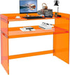 Acrylic Desk with Retaining Edge, Orange Acrylic Table, Console Table for Office, Study, Bedroom, Entrance Decor (17.7