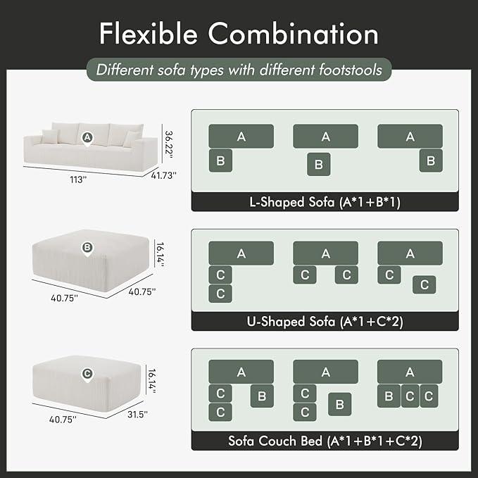 Boneless Cloud Couch Sofa for Living Room, 112
