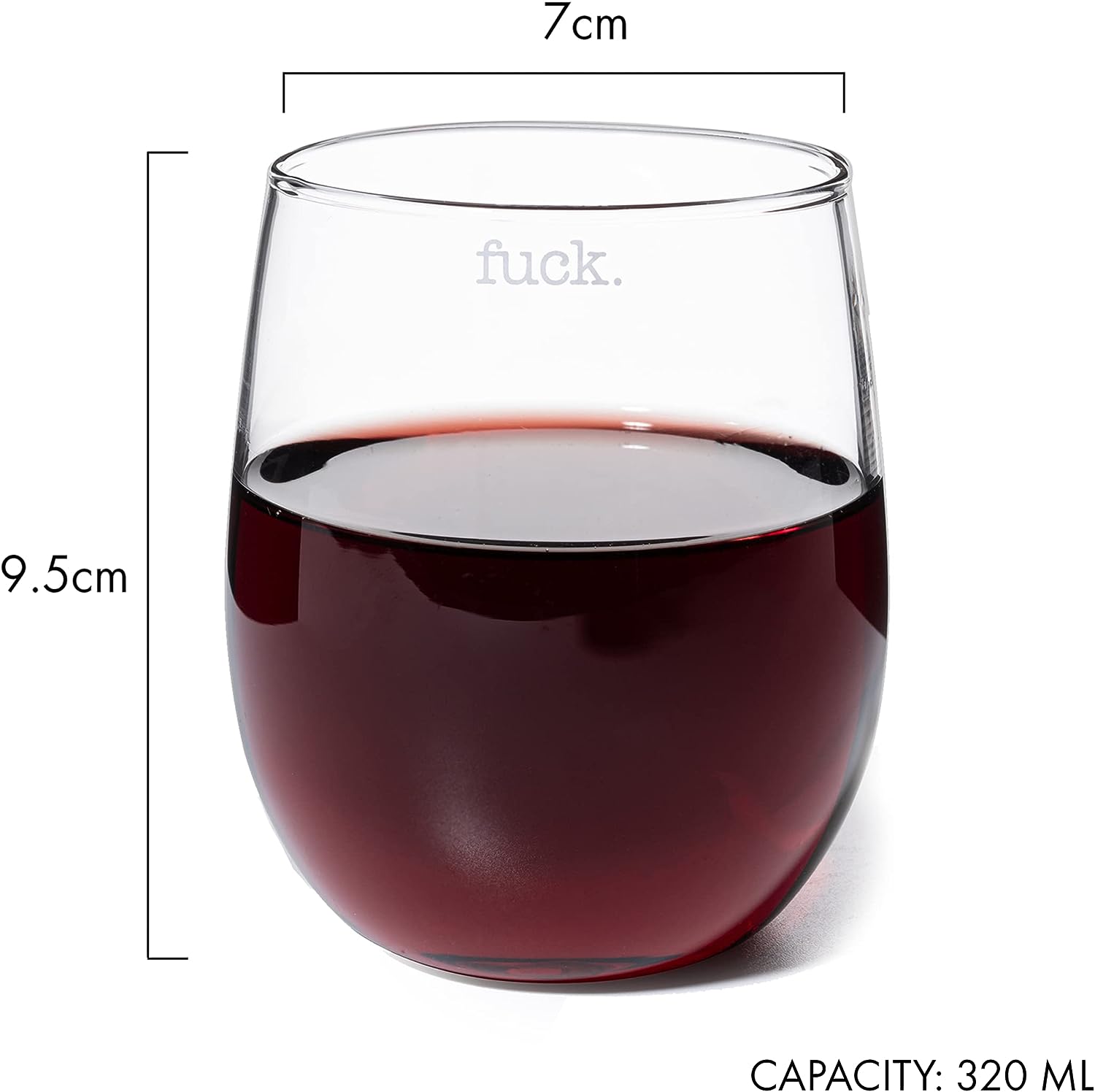 F*CK Wine Glass Single Set, Large 11 oz Glasses, Fuck Fucking Glass Unique Italian Style Tall Stemless for White & Red Wine, Water, Novelty Tumbler, Gifts, Comedy Beautiful Glassware (Stemless)