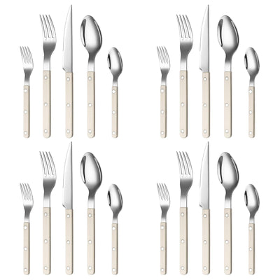 Khen Cream Cutlery Set of 20 –18/8 Stainless Steel Flatware
