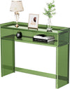 Acrylic Console Table, Entryway Table with Storage Shelves (Green)