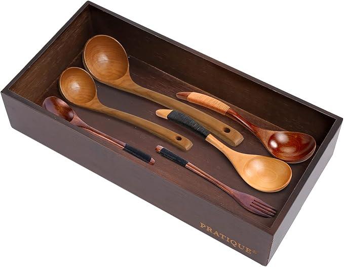 Bamboo Drawer Organizer - Kitchen Utensil Organizer Silverware Tray Cutlery Holder，Office Desk Supplies and Accessories,12 * 5.9 * 2.6,Nut-brown