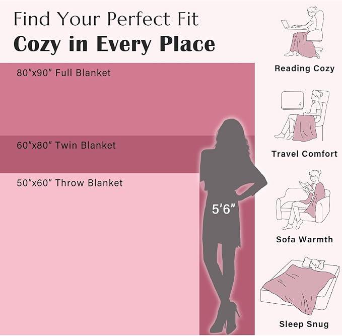 jinchan Boho 100% Cotton Muslin Twin Size 60x80 Inches Blanket Lightweight 4-Layer Quilted Soft Pink Red Floral Throw Blanket Reversible Comfy Flower Breathable All Seasons Couch Bedroom Decor