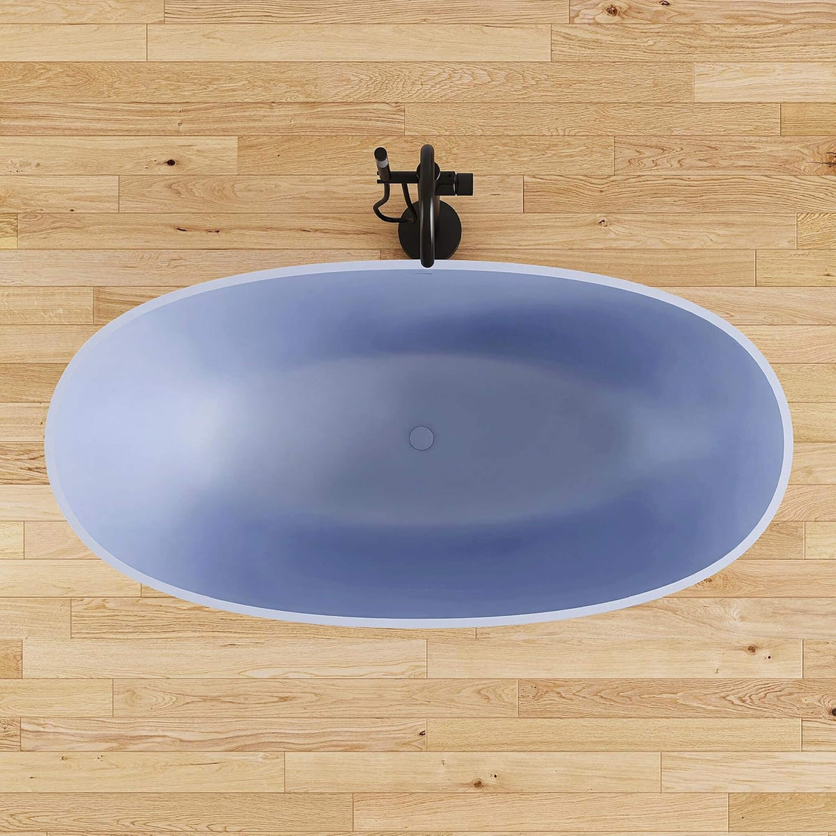 [61X29.5-Inch] Freestanding Modern Oval Stone Resin Soaking Tub With Overflow Drain (SAK40125)