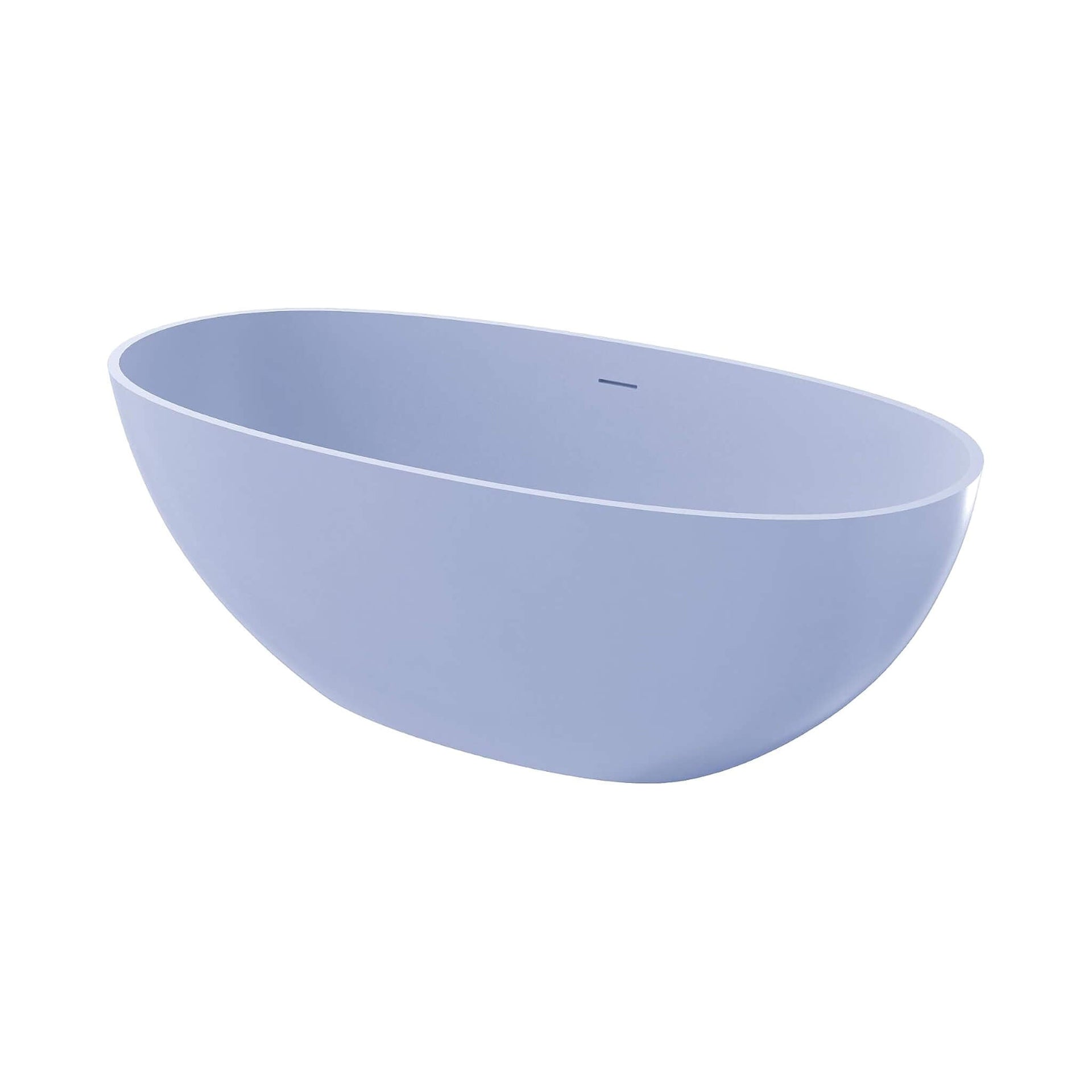 [61X29.5-Inch] Freestanding Modern Oval Stone Resin Soaking Tub With Overflow Drain (SAK40125)