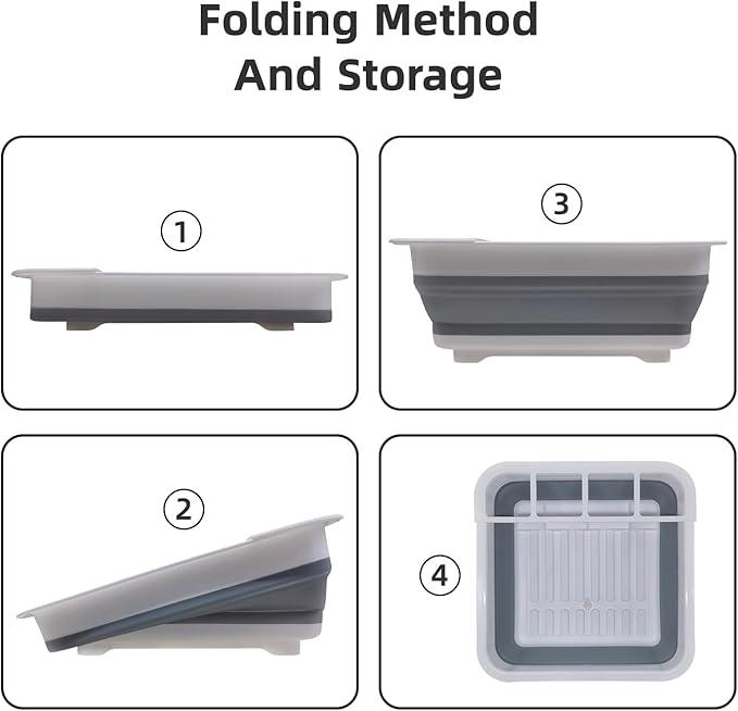 THANSTAR Collapsible Dish Drying Rack for RV Campers Portable Dinnerware Drainer Organizer for Kitchen Travel Trailer