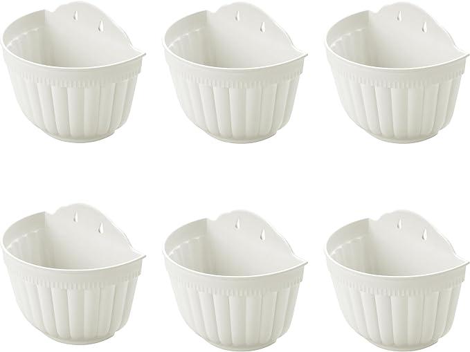ORIMERC 6 Pack 10 inch Large White Wall Planter Pots Vertical Living Wall Hanging Planters Wall Mounted Planter Holder with Drainage Hole for Indoor Outdoor Plants Wall Decor with Hooks/Screws