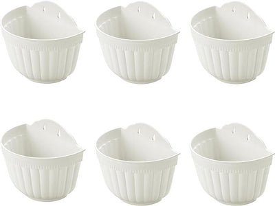 ORIMERC 6 Pack 10 inch Large White Wall Planter Pots Vertical Living Wall Hanging Planters Wall Mounted Planter Holder with Drainage Hole for Indoor Outdoor Plants Wall Decor with Hooks/Screws