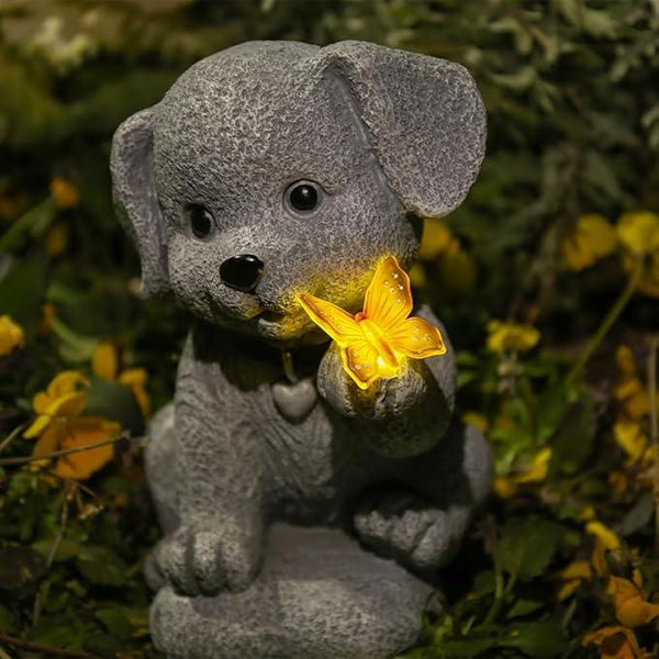 Solar Garden Statues Outdoor Dog Lights, Unique Housewarming Garden Gifts for Women Mom Wife Grandma and Sisters，Cute Dog Sculpture Decoration for Patio, Terrace, Balcony, Lawn