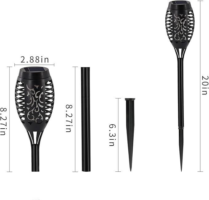 Halloween Decorations Outdoor, 12 Pack Purple Solar Lights Outdoor Waterproof 12 LED Mini Tiki Torch Lights with Flickering Flame for Outside Landscape Garden Pathway Dusk to Dawn Auto On/Off