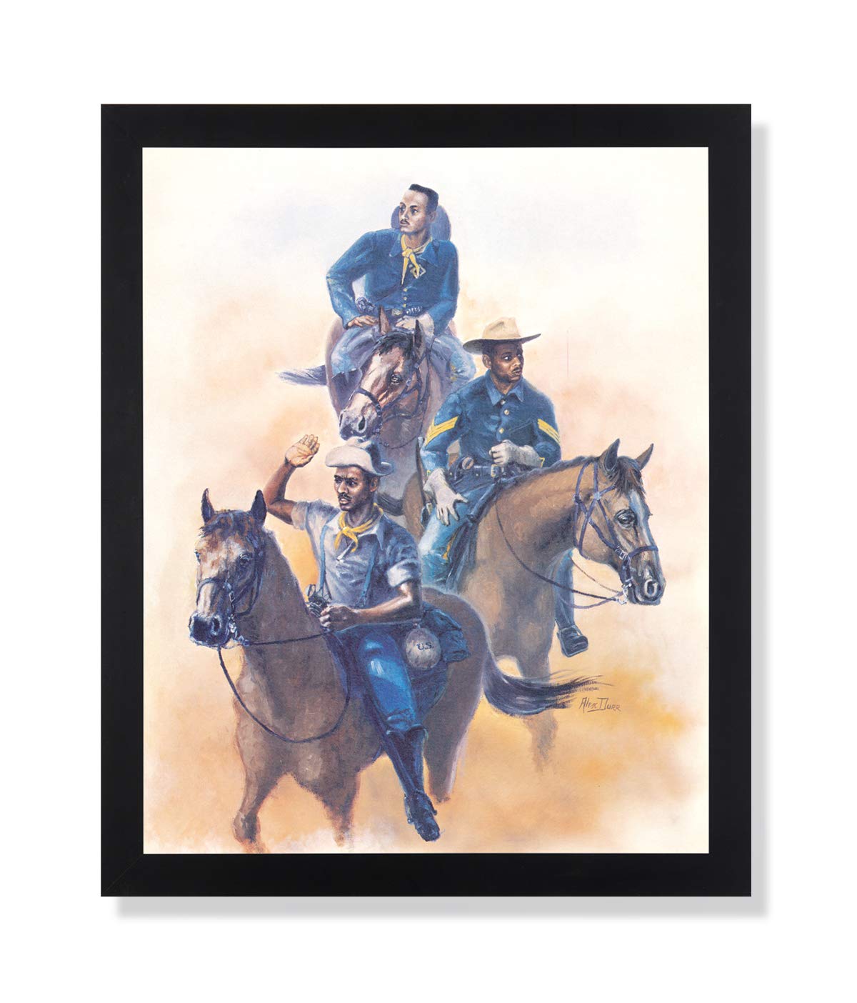 Framed Wall Art Print - Buffalo Soldier African American Calvary Scouts in Black Wood Frame