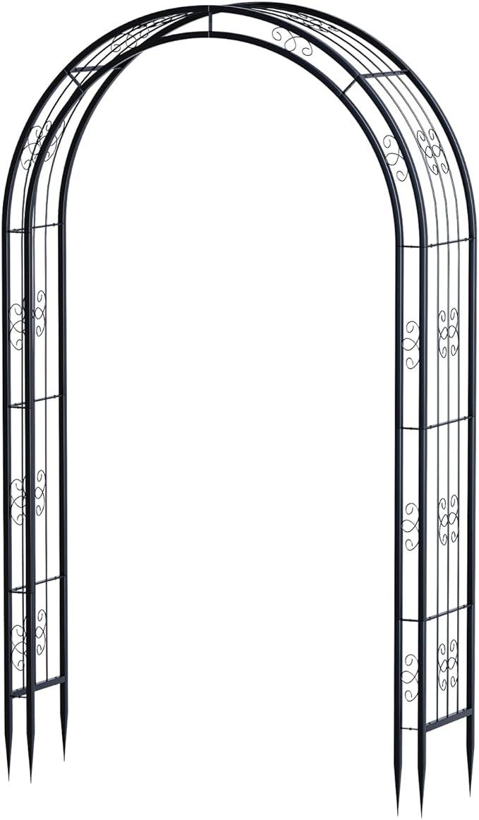 88in Steel Garden Arch Arbor Trellis for Climbing Plants Outdoor,Yard,Garden,Climbing Plants 7ft Decorative Wire Lattice,Outdoor Wedding Arch(Black)