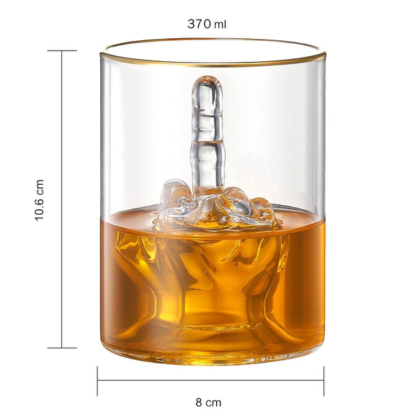 Middle Finger Gifts Whiskey Glass | SINGLE | Novelty Whiskey & Wine, Funny Gift for that Someone You Love! Middle Finger Gift For Adults, Flip Off, Funny Gag Gifts (12.5 OZ)