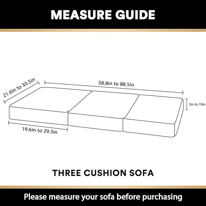 PrinceDeco Stretch Sofa Cushion Covers for Couches and Sofas,Soft Velvet Couch Seat Covers, Sofa Covers Washable, Seat Cushion Cover for 3 Couch Sofa Pet Friendly - Ivory, Each Width Up to 29.5