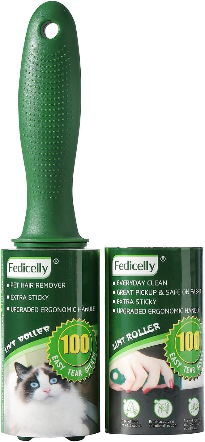 Fedicelly Lint Rollers Pet Hair Extra Sticky Furniture,Cat Dog Hair Remover Laundry Clothes Carpet,Total 200 Sheets Lint Remover Brush for Couch