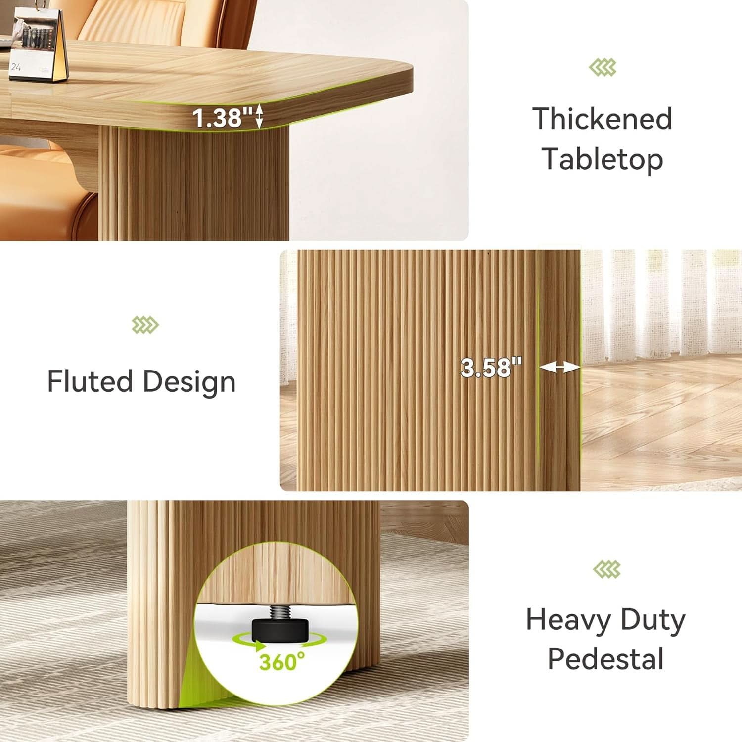 62 Inch Home Office Computer Desk Textured Double Base